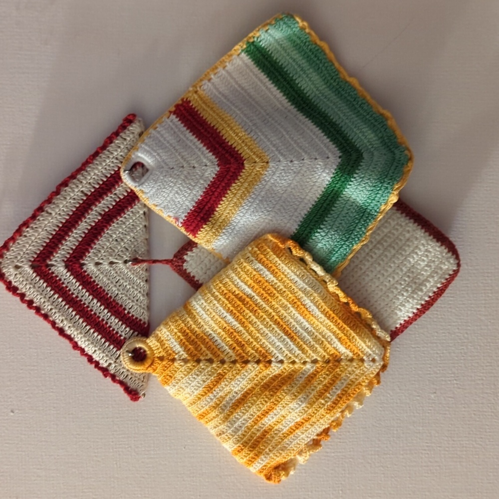 Vintage crocheted potholder set
